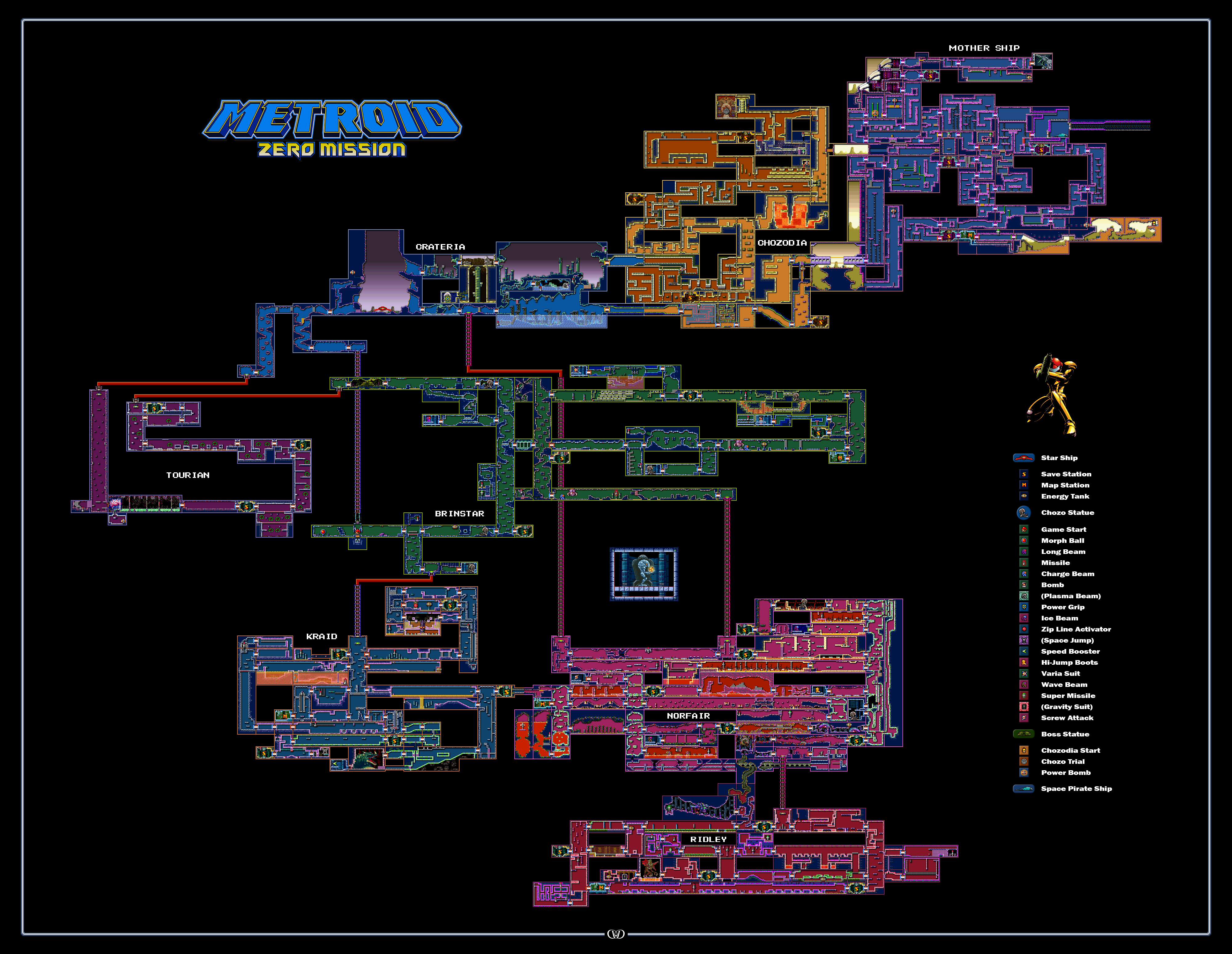 Metroid fusion all items map